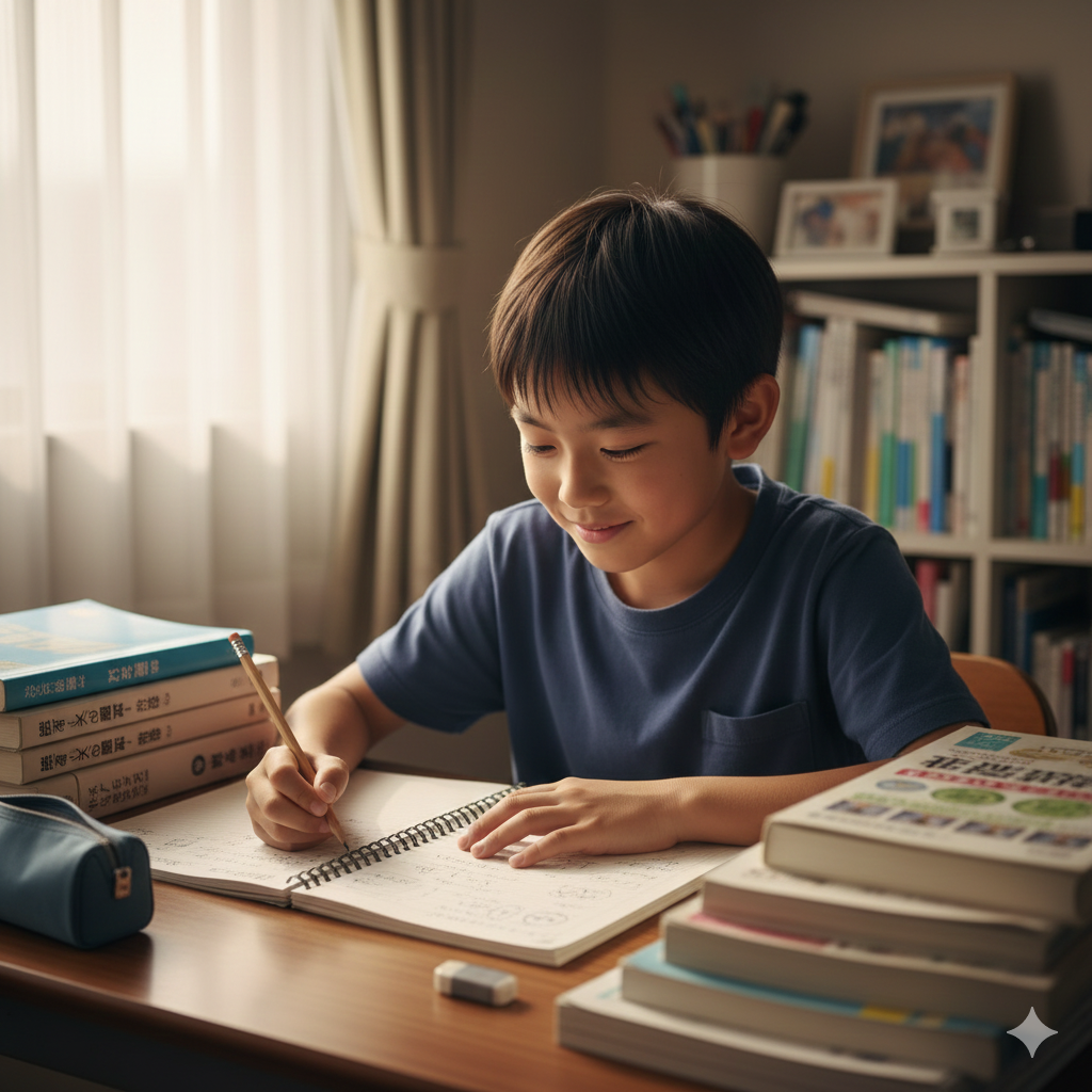 集中して勉強する生徒